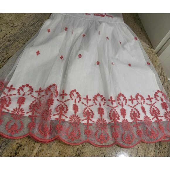 Garnet Hill Size Sz 2 Lacey Overlay Dress Sheer Sleeveless Mini Embroidered Pink - Picture 5 of 14